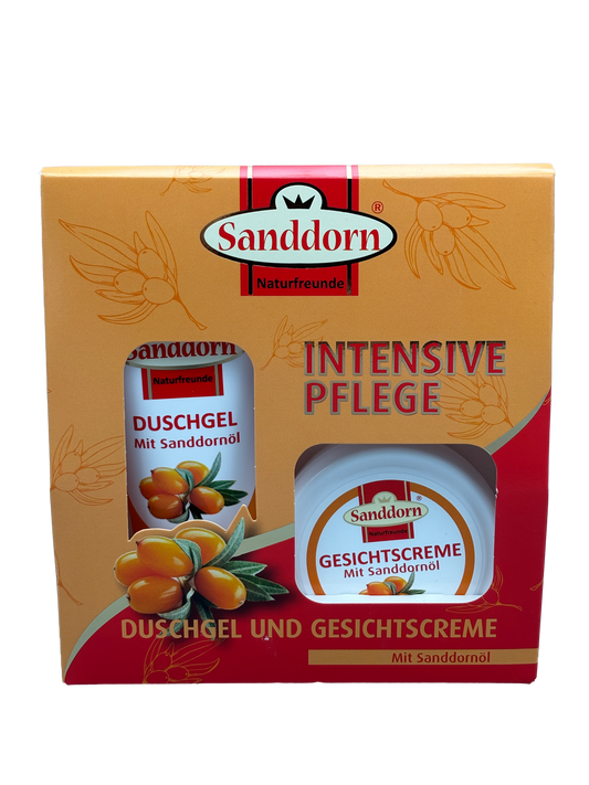 Sanddorn Duschgel + Gesichtscreme mit Sanddornöl | Geschenkset 1x 100ml 1x 75ml