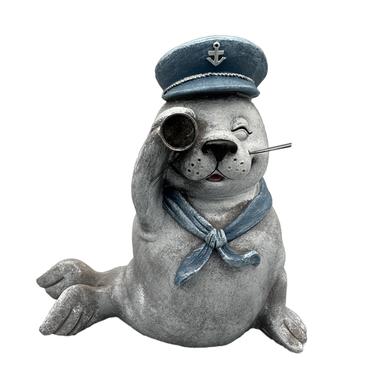 Seehund mit Mütze & Fernglas