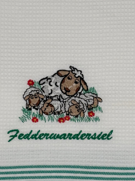 Geschirrtuch Schaf grün "Fedderwardersiel"