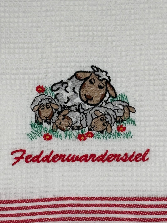 Geschirrtuch Schaf rot "Fedderwardersiel"