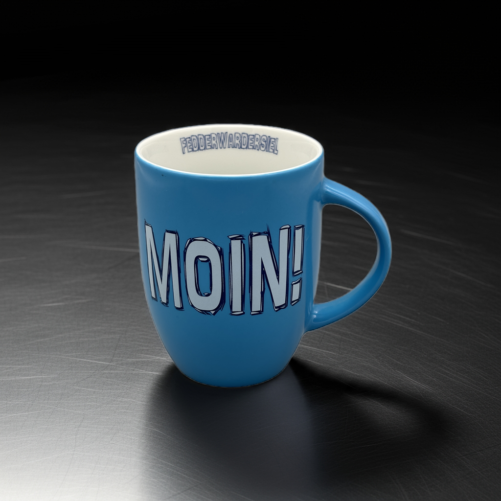 "Moin!" Fedderwardersiel Tasse blau